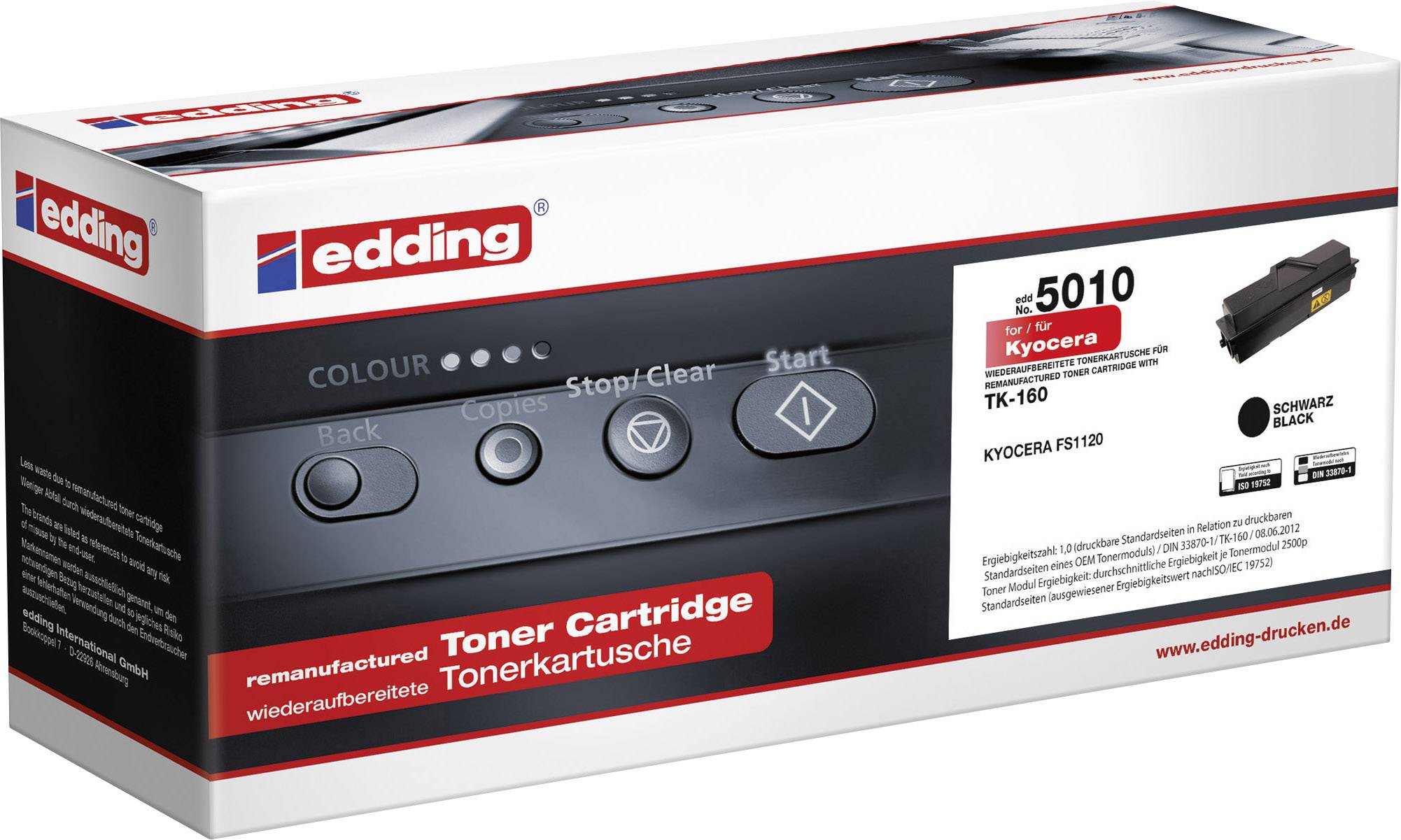 Edding Toner ersetzt Kyocera TK-160 Kompatibel Schwarz 2500 Seiten EDD-5010 EDD-5010