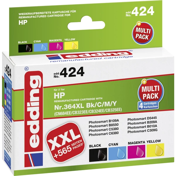Edding Druckerpatrone ersetzt HP 364XL, N9J74AE, CN684AE, CB323EE, CB324EE, CB325EE Kompatibel Kombi-Pack Schwarz, Cyan, Magenta Edding Druckerpatrone ersetzt HP 364XL, N9J74AE, CN684AE, CB323EE, CB324EE, CB325EE Kompatibel Kombi-Pack Schwarz, Cyan, Magenta