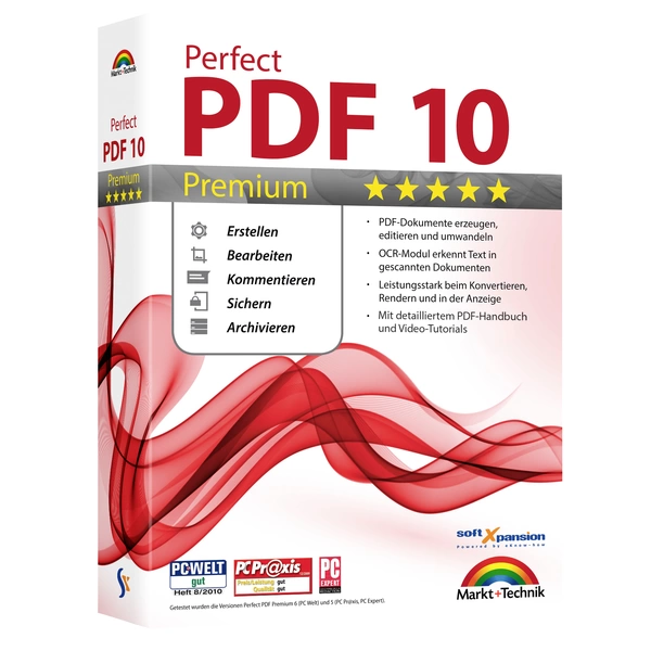 Markt & Technik Perfect PDF 10 Premium Vollversion, 1 Lizenz Windows PDF-Software Markt & Technik Perfect PDF 10 Premium Vollversion, 1 Lizenz Windows PDF-Software