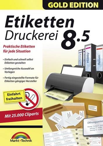 Markt & Technik Etiketten Druckerei 8.5 Gold Edition Vollversion, 1 Lizenz Windows Etikettendruck-S