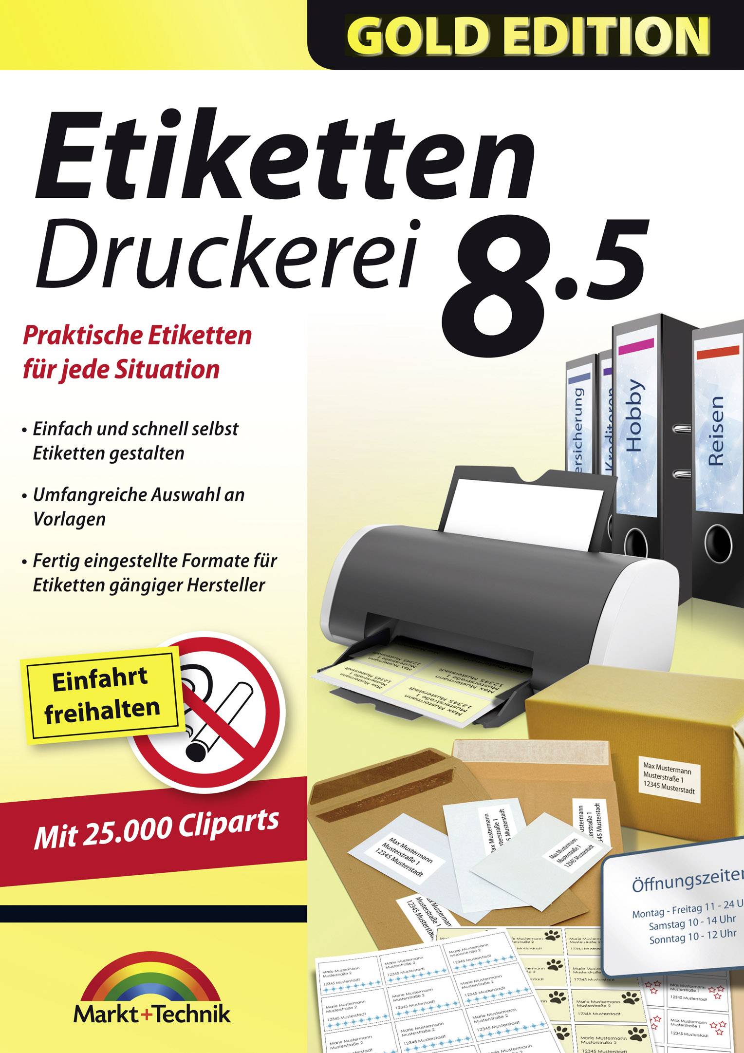 Markt & Technik Etiketten Druckerei 8.5 Gold Edition Vollversion, 1 Lizenz Windows Etikettendruck-S