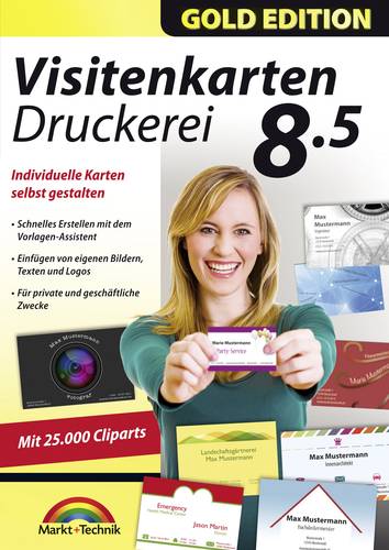 Markt Technik Visitenkarten Druckerei 8.5 Gold Edition Vollversion, 1 Lizenz Windows Büroorganisa  - Onlineshop Voelkner