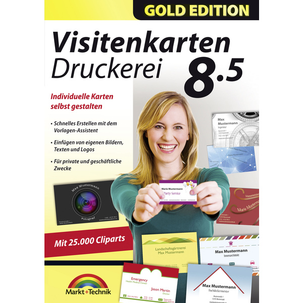 Markt & Technik Visitenkarten Druckerei 8.5 Gold Edition Vollversion, 1 Lizenz Windows Büroorganisation