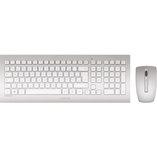 Cherry DW8000 Funk Tastatur, Maus-Set Spritzwassergeschützt Deutsch, QWERTZ, Windows® Weiß, Silber
