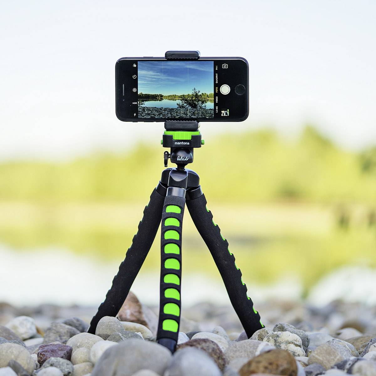 Mantona Flex Spezialstativ 1/4 Zoll Arbeitshöhe=10 - 27 cm Grün Für Smartphones und GoPro