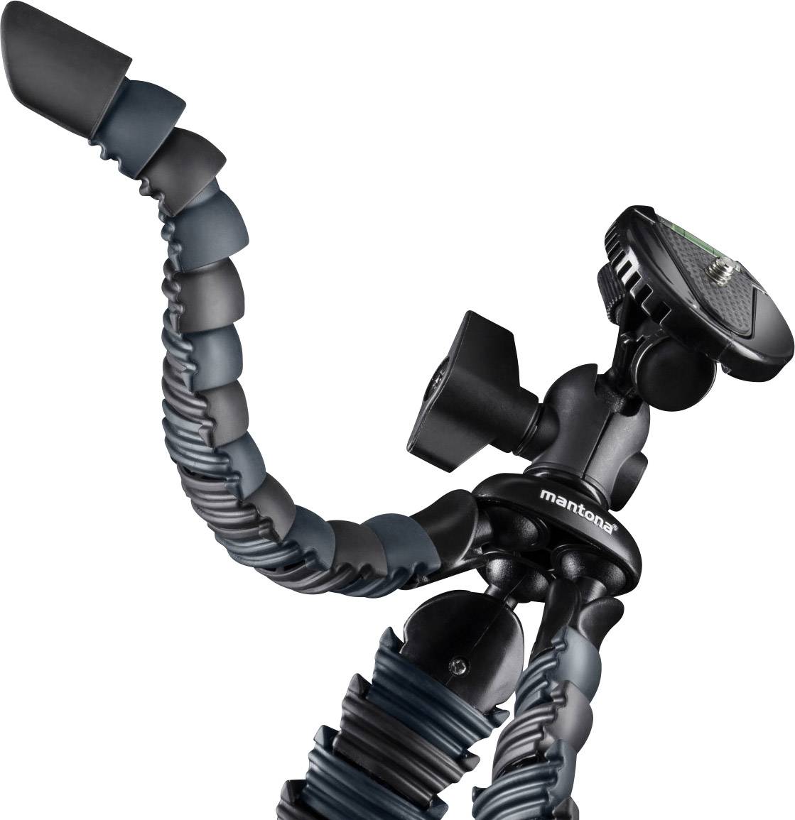Mantona Armadillo Spezialstativ 1/4 Zoll Arbeitshöhe=12.5 - 28 cm Schwarz, Grau Für Smartphones und GoPro, Wasserwaage