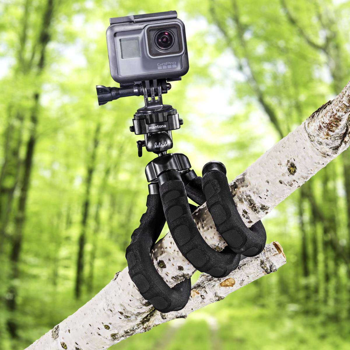 Mantona Flex Spezialstativ 1/4 Zoll Arbeitshöhe=10 - 27cm Schwarz Für Smartphones und GoPro