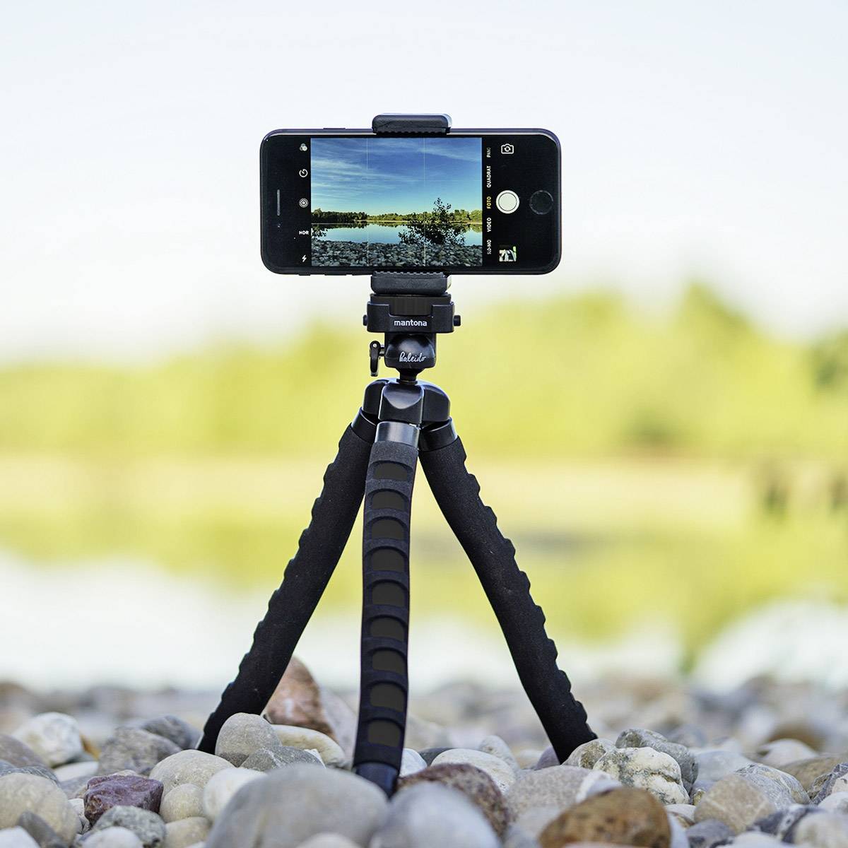 Mantona Flex Spezialstativ 1/4 Zoll Arbeitshöhe=10 - 27cm Schwarz Für Smartphones und GoPro