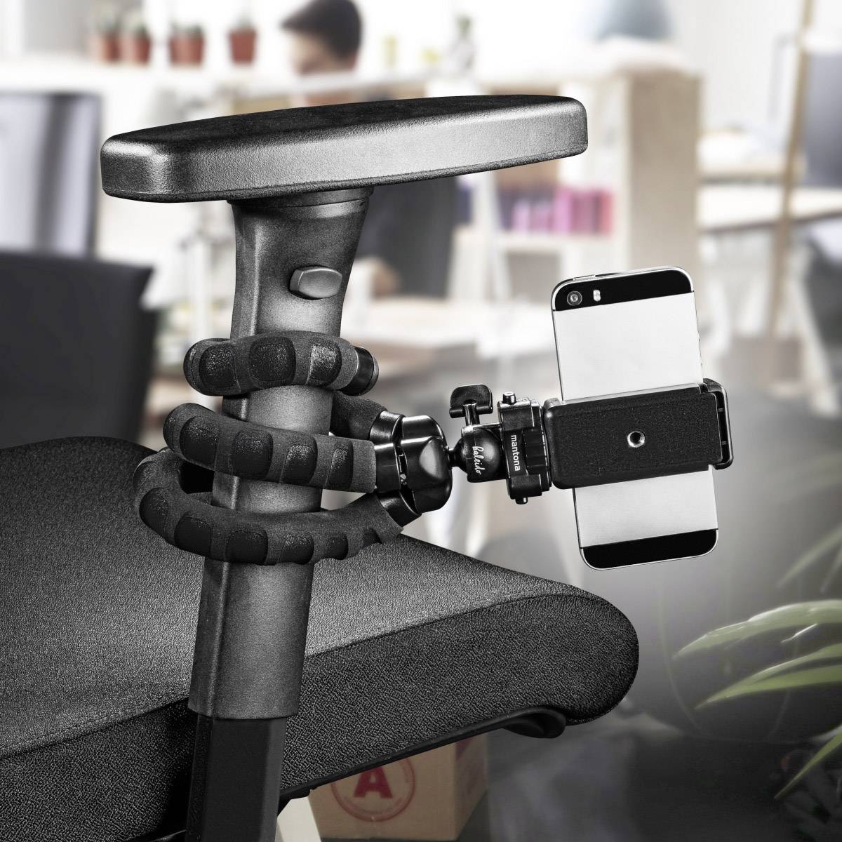 Mantona Flex Spezialstativ 1/4 Zoll Arbeitshöhe=10 - 27cm Schwarz Für Smartphones und GoPro