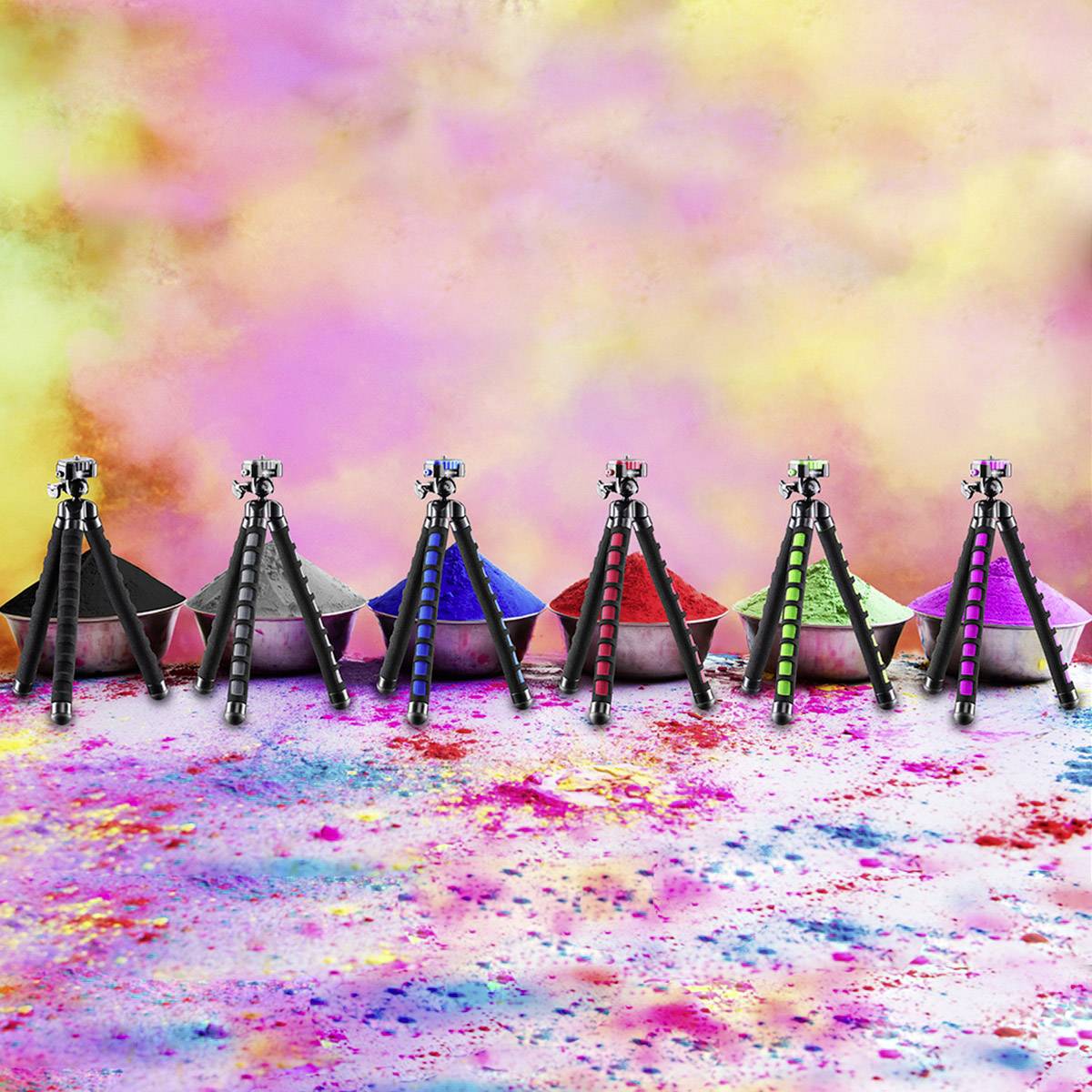 Mantona Flex Spezialstativ 1/4 Zoll Arbeitshöhe=10 - 27 cm Rot Für Smartphones und GoPro