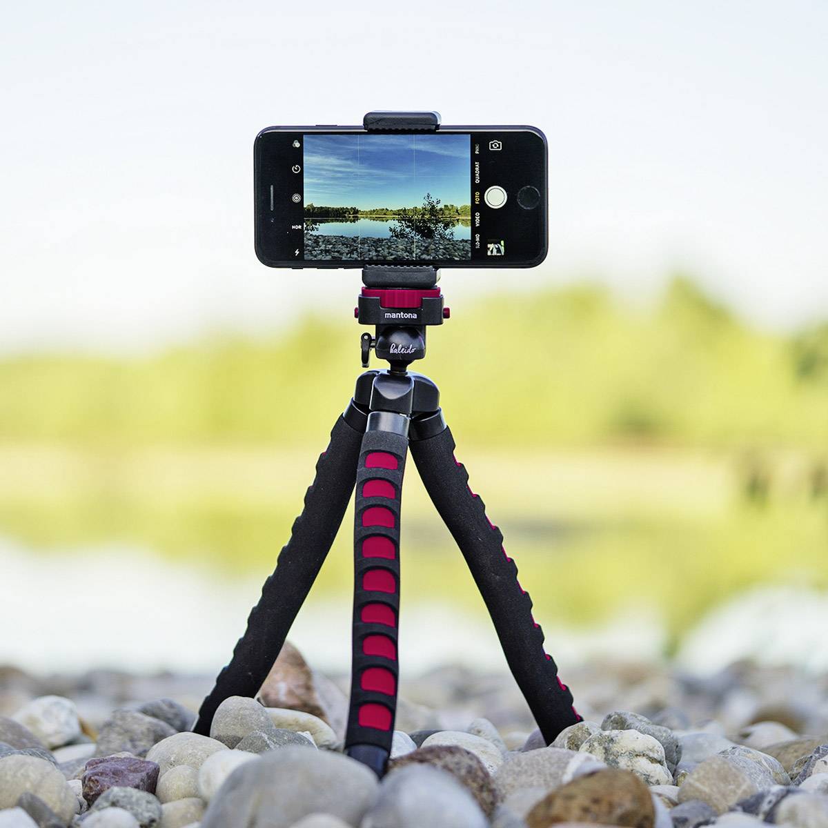 Mantona Flex Spezialstativ 1/4 Zoll Arbeitshöhe=10 - 27 cm Rot Für Smartphones und GoPro