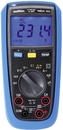 Metrix MTX 203 Hand-Multimeter digital Spritzwassergeschützt (IP54) CAT III 600V Anzeige (Counts):