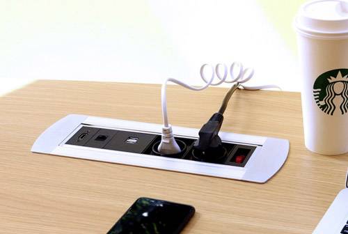 LEDmaxx 105950 Einbau-Steckdose mit HDMI, mit Schalter, mit USB, mit Cat6 Buchse IP20 Schwarz, Chrom