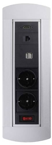 105950 Einbau-Steckdose mit HDMI, mit Schalter, mit USB, mit Cat6 Buchse IP20 Schwarz, Chrom