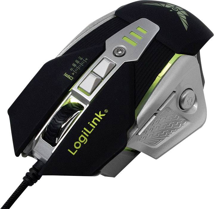 LogiLink ID0156 Gaming-Maus USB Optisch Schwarz, Silber 8 Tasten 3200 dpi Gewichts-Tuning, Beleuchtet