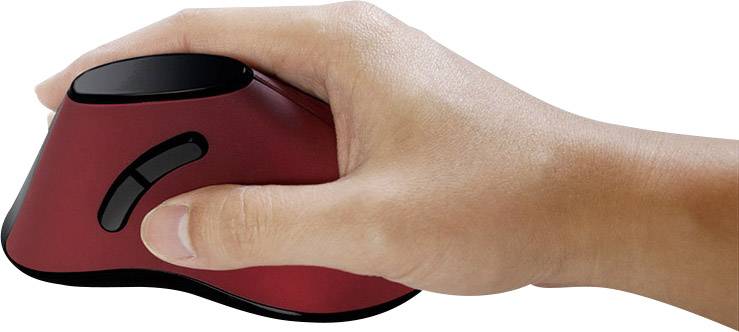 LogiLink ID0159 Ergonomische Maus Funk Optisch Schwarz, Rot 5 Tasten 1200 dpi Ergonomisch