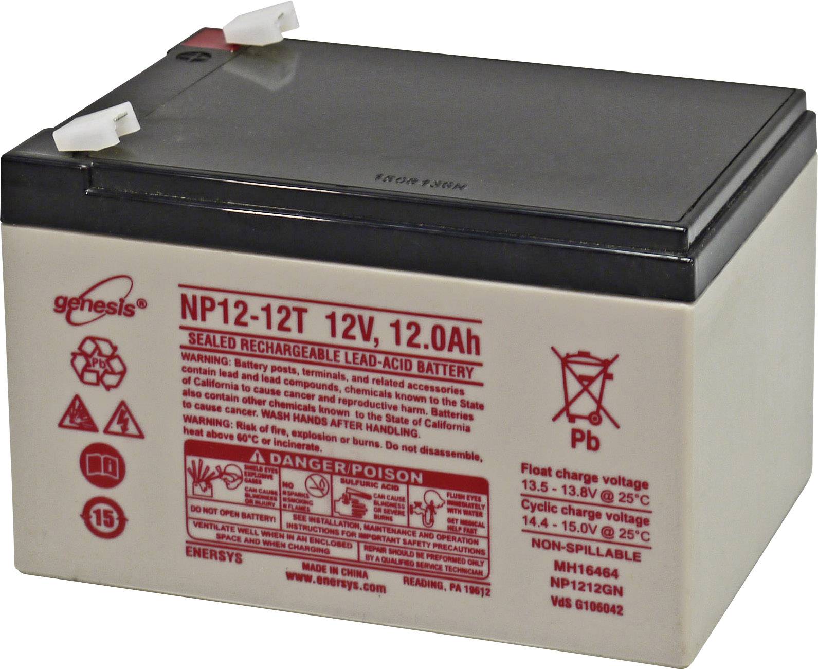 EnerSys Genesis NP12-12 Bleiakku 12 V 12 Ah Blei-Vlies (AGM) (B x H x T) 151 x 100 x 98 mm Flachste