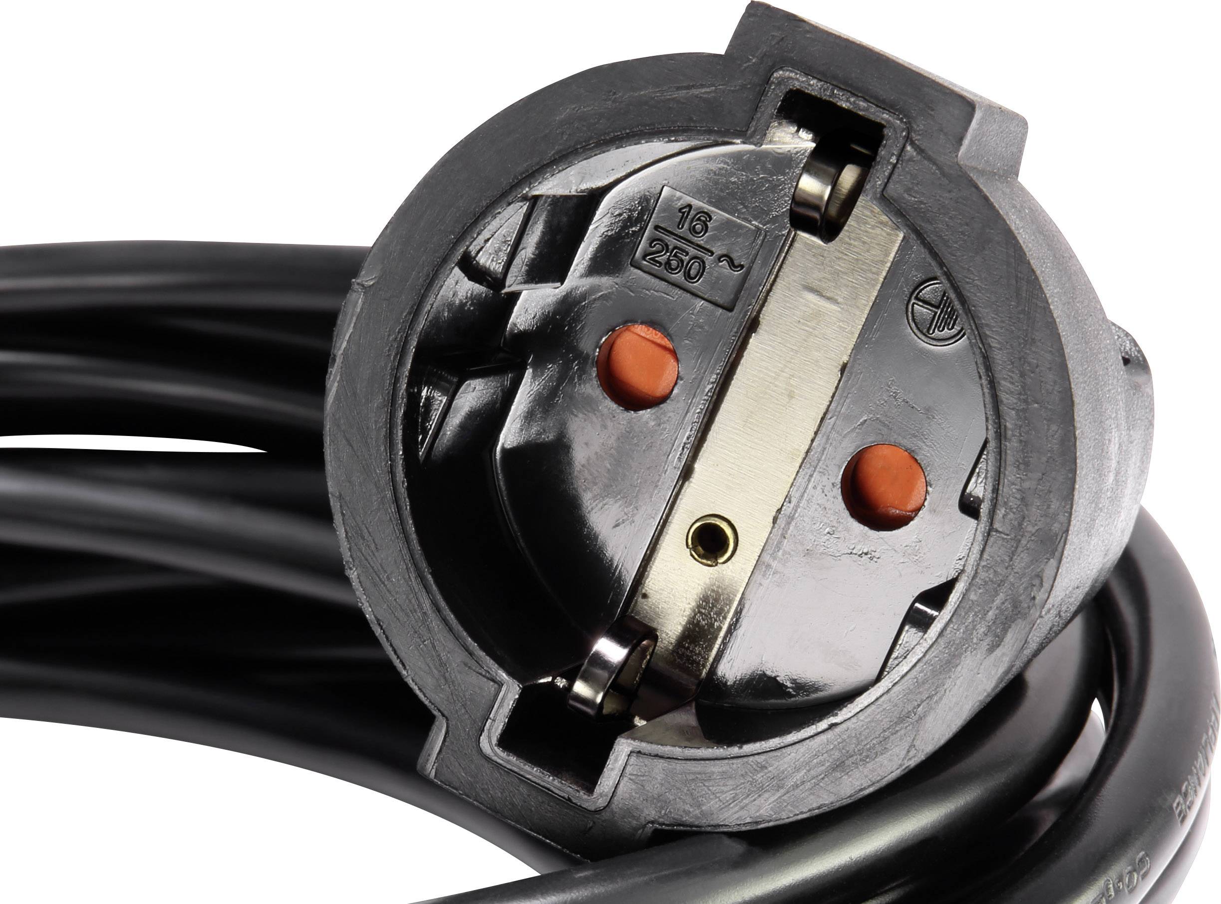 Basetech 1593780 Strom Verlängerungskabel 16A Schwarz 3.00m H05VV-F 3G 1,5mm²