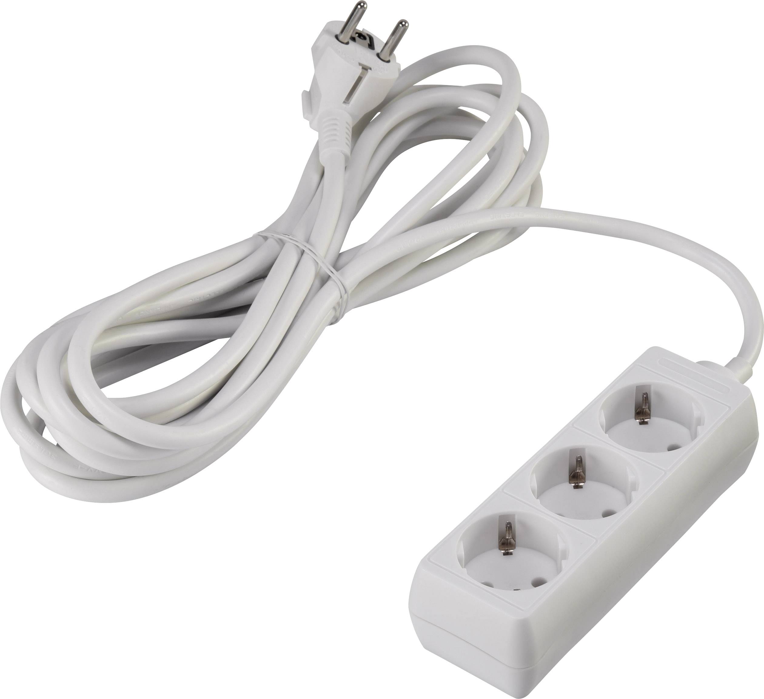 Basetech 1593786 Steckdosenleiste 3fach Weiß Schutzkontakt 1St.