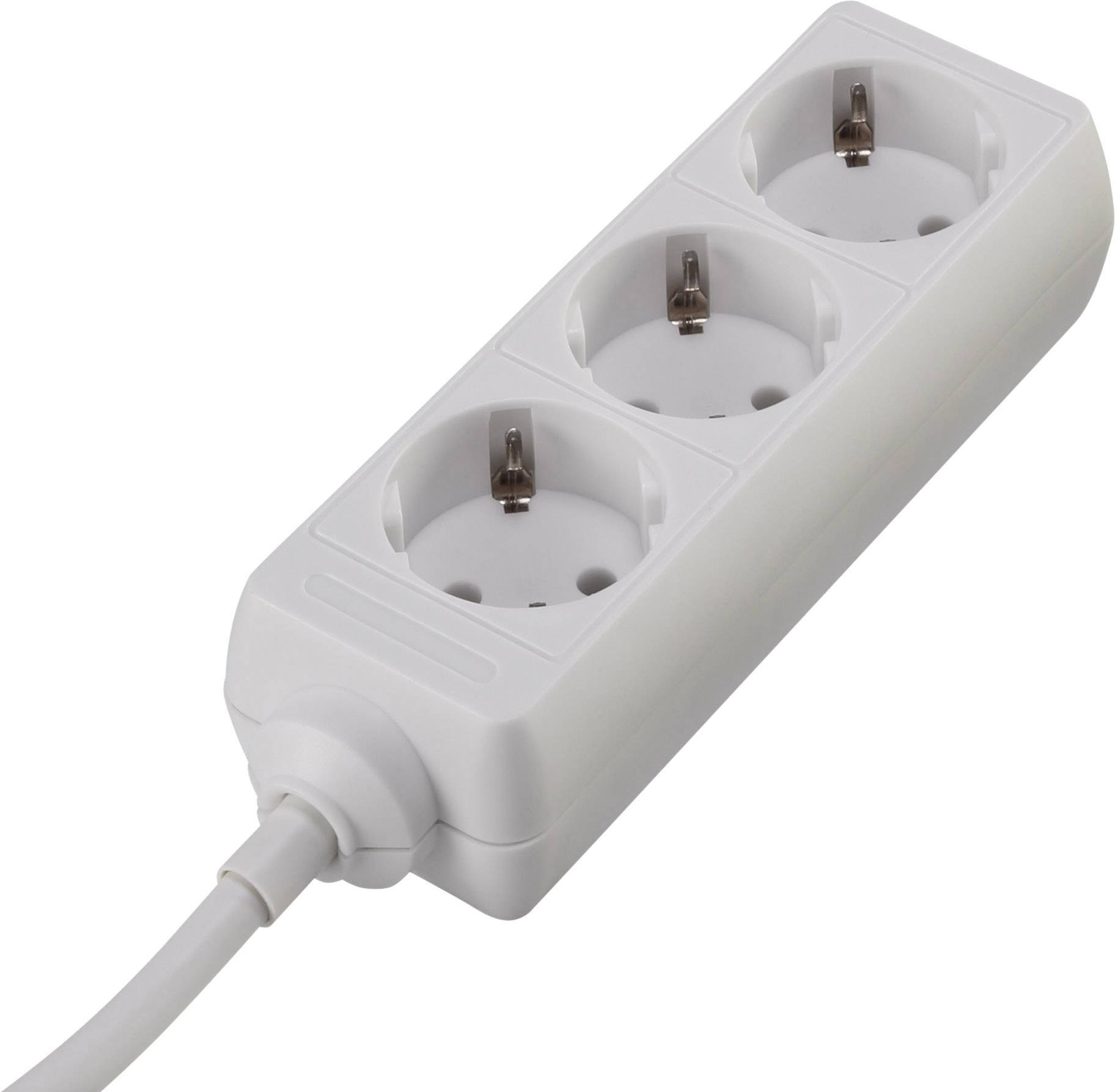 Basetech 1593786 Steckdosenleiste 3fach Weiß Schutzkontakt 1St.