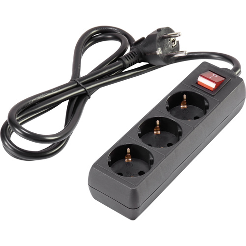 Power strip (+ switch) 3x Black PG connector Cable length: 1.40 m Basetech 1593790
