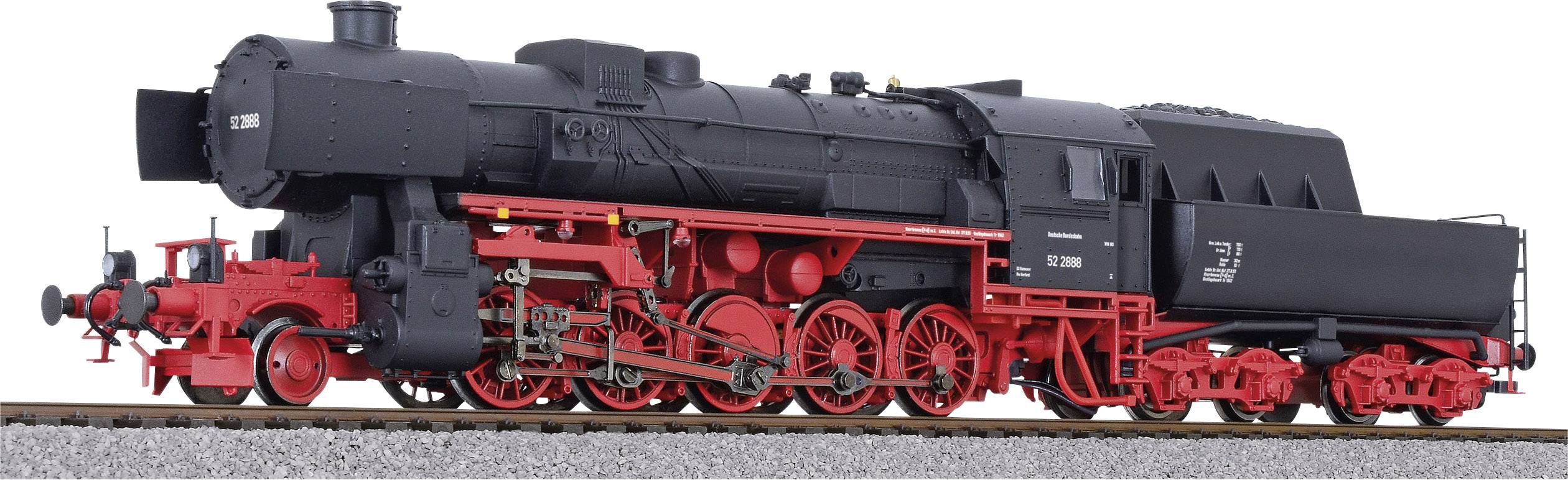 Eine klassische, schwarze Dampflok mit roten Rädern und Gestängen fährt auf Schienen. Vintage-Design mit historischen Details.