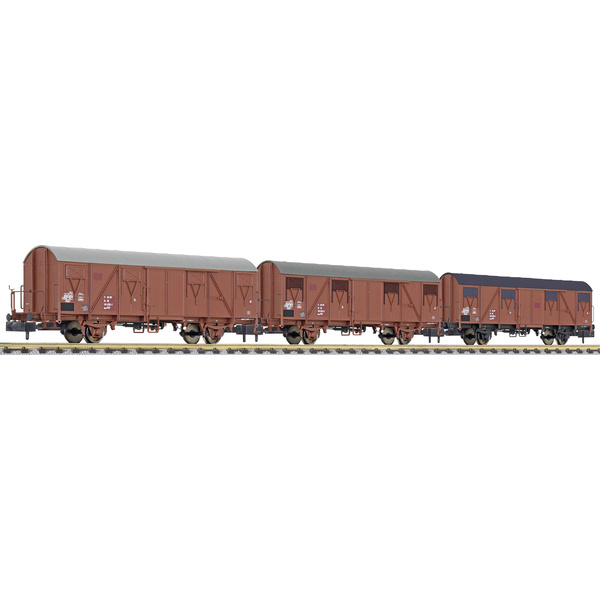 Liliput L260133 N 3er-Set gedeckter Güterwagen der DR
