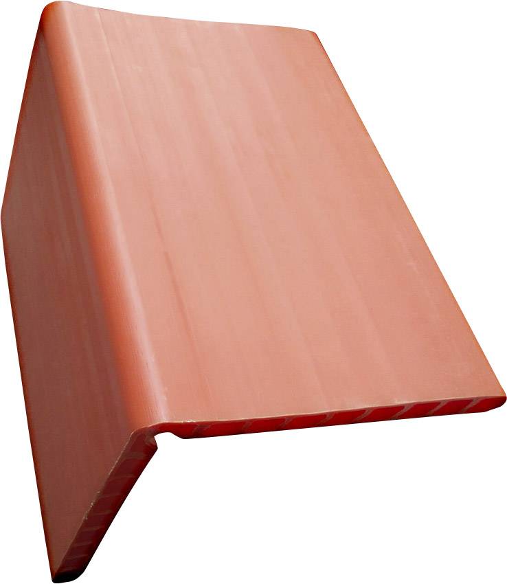Orangefarbene Dachziegel mit gewellter Oberflächenstruktur, typischerweise verwendet für moderne Architektur und Dächer.
