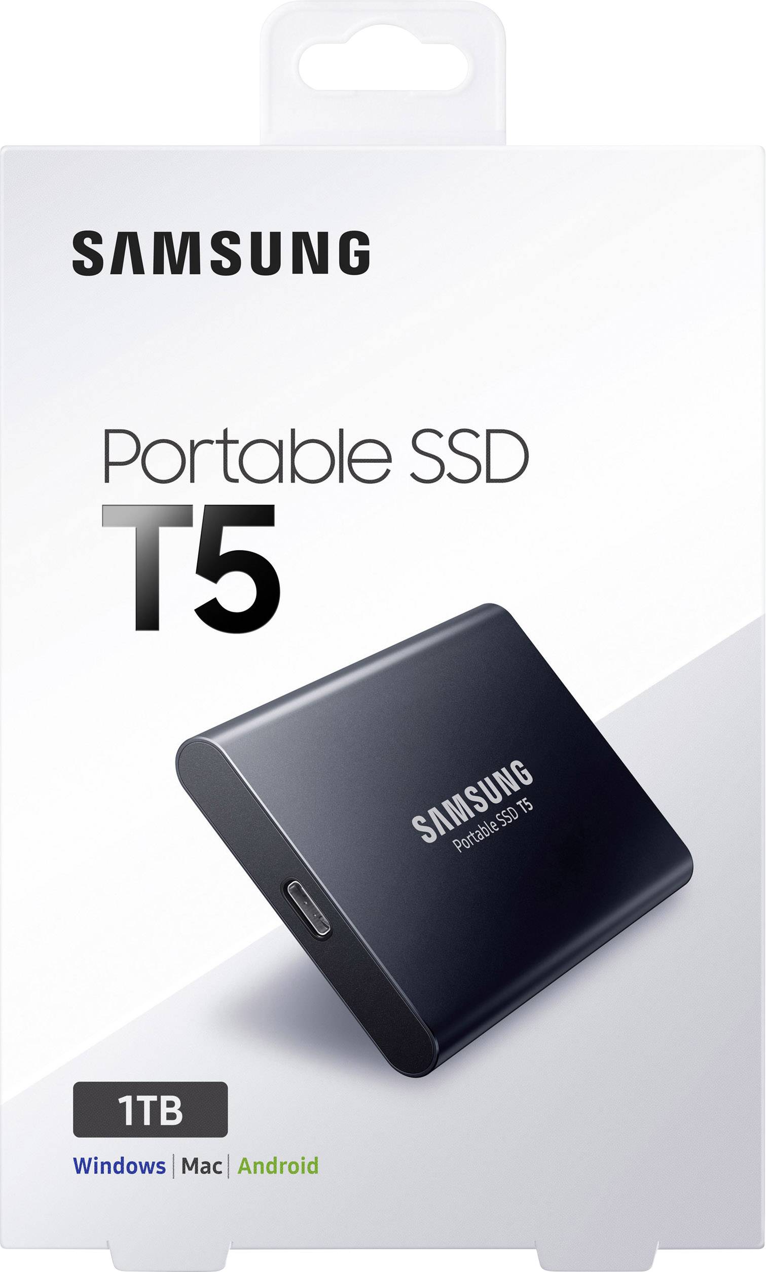 Samsung Portable T5 1 TB Externe SSD USB-C™ USB 3.2 (Gen 2) Deep Black MU-PA1T0B/EU