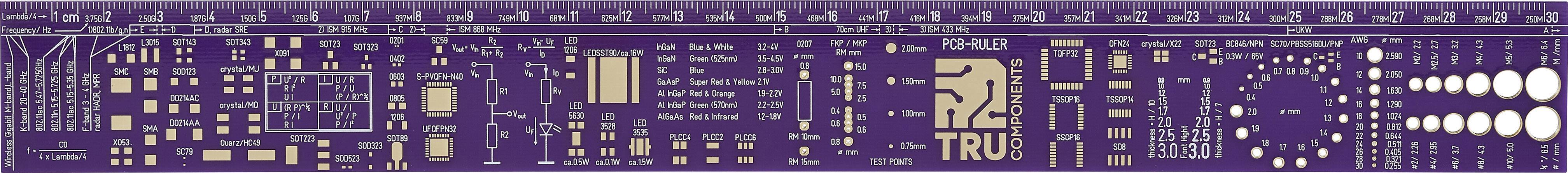 TRU COMPONENTS PCB Lineal Magenta  1 St. PCB RULER  (L x B x H) 300 x 34 x 1 mm