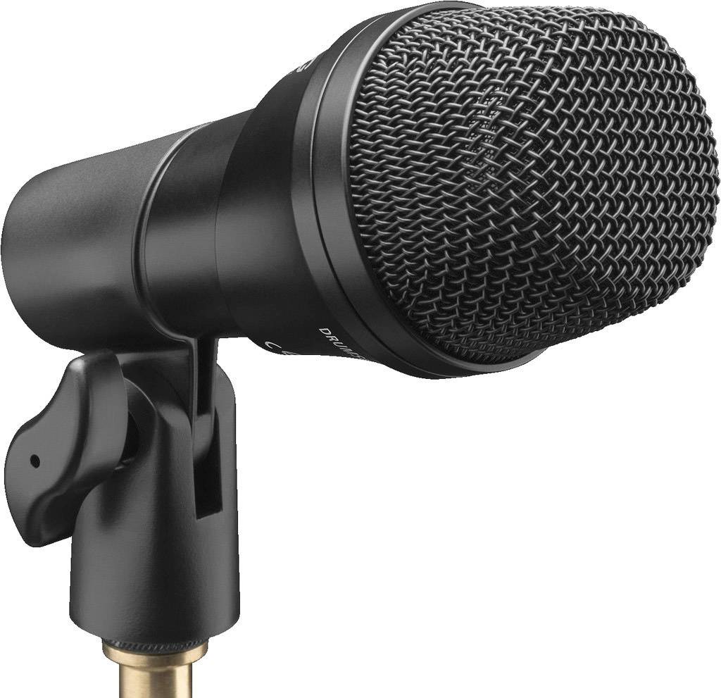 Ein schwarzes Mikrofon auf einem Ständer, geeignet für Aufnahmen oder Live-Auftritte.