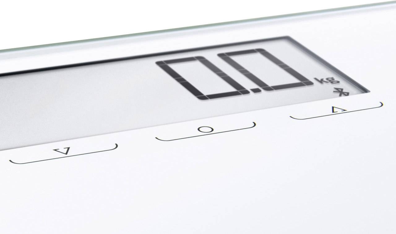 Digitale Personenwaage mit Anzeige '0,0 kg'.