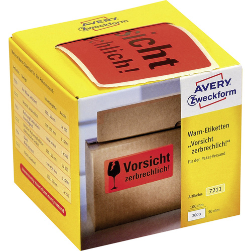 Avery-Zweckform 7211 Warnetiketten 100 x 50mm Papier Neonrot 200 St. Permanent haftend