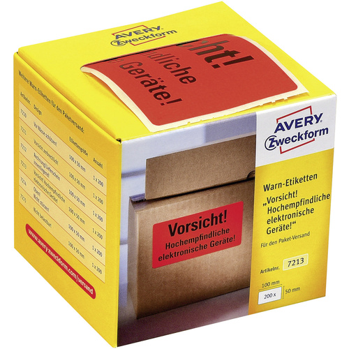 Avery-Zweckform 7213 Etiketten Rolle 100 x 50mm Papier Neonrot 200 St. Permanent Warnetiketten