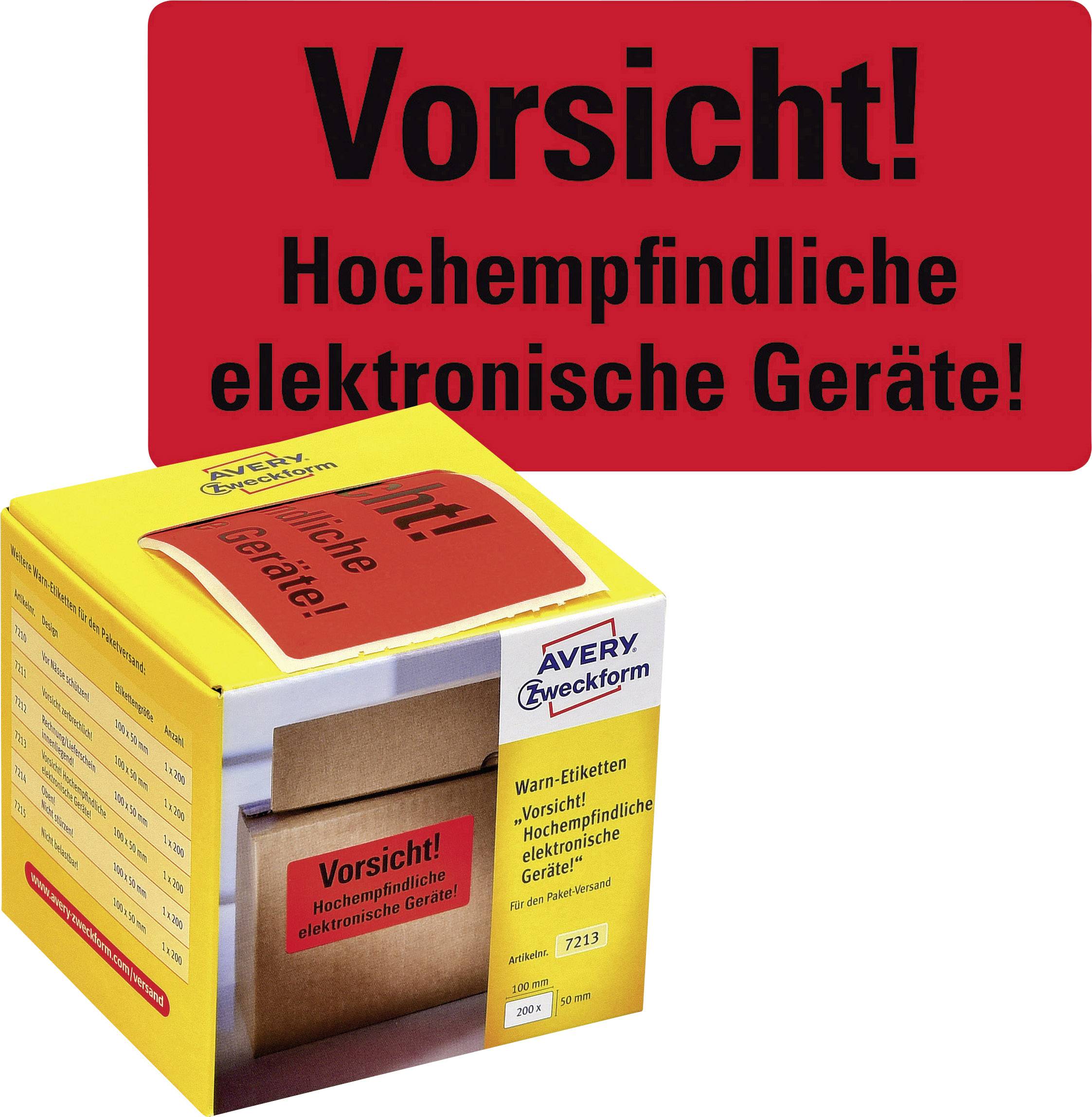 Avery-Zweckform 7213 Etiketten Rolle 100 x 50 mm Papier Neonrot 200 St. Permanent Warnetiketten