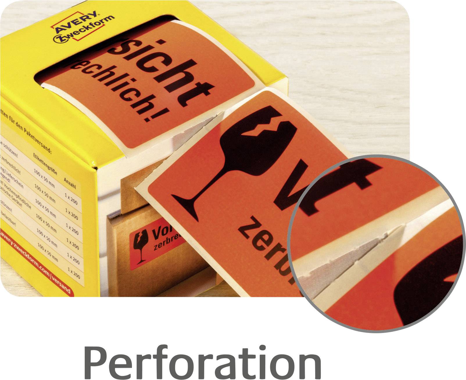 Avery-Zweckform 7213 Etiketten Rolle 100 x 50 mm Papier Neonrot 200 St. Permanent Warnetiketten