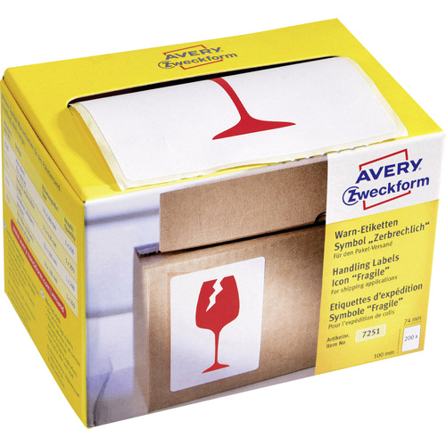 Avery-Zweckform 7251 Etiketten Rolle 74 x 100mm Papier Rot 200 St. Warnetiketten