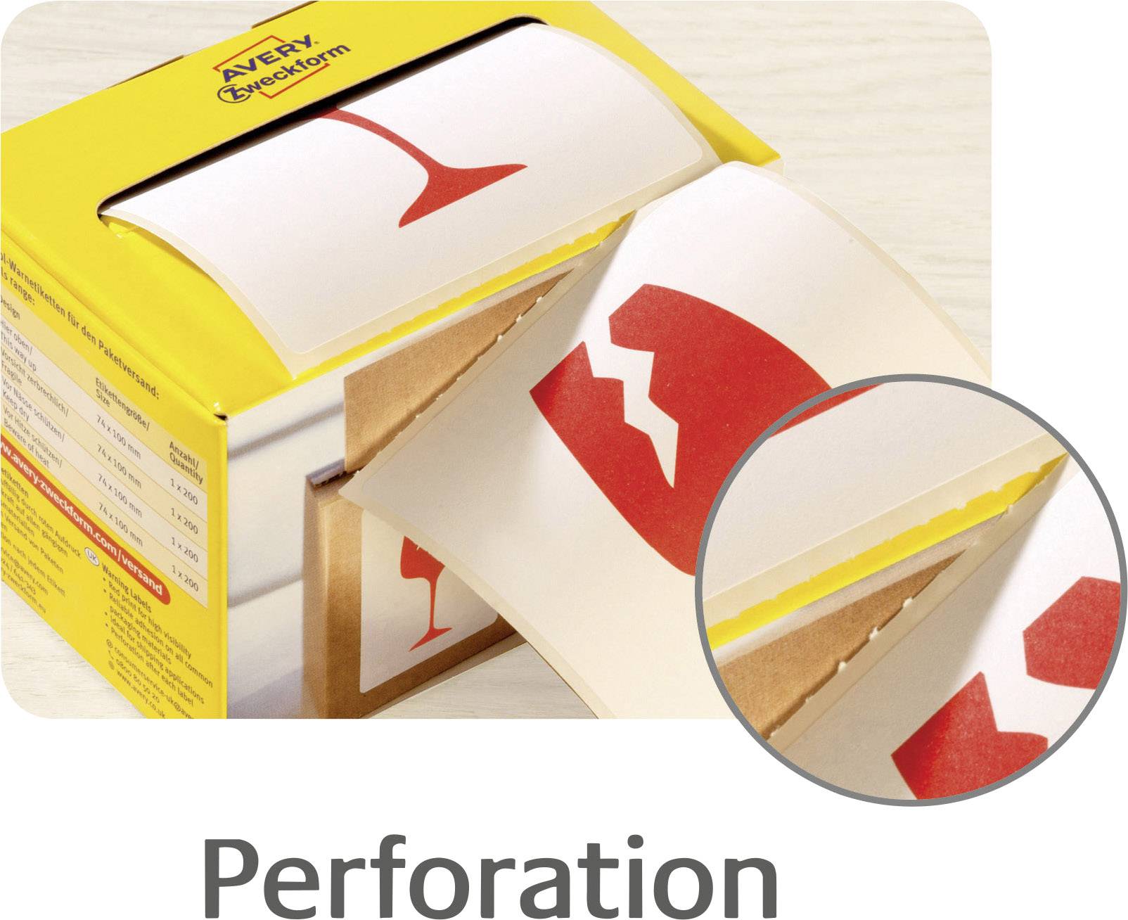 Avery-Zweckform 7251 Etiketten Rolle 74 x 100mm Papier Rot 200 St. Warnetiketten