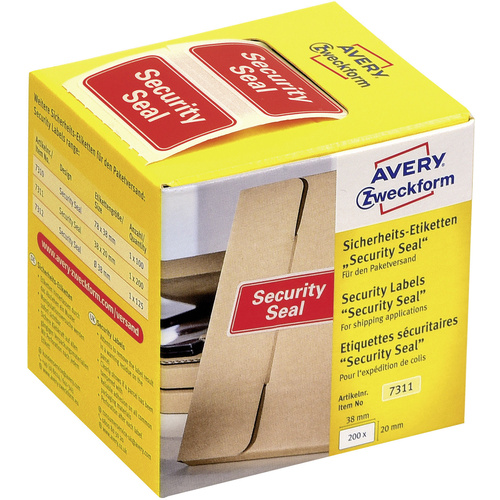 Avery-Zweckform 7311 Etiketten Rolle 38 x 20mm VOID-Folie Rot 200 St. Sicherheits-Etiketten