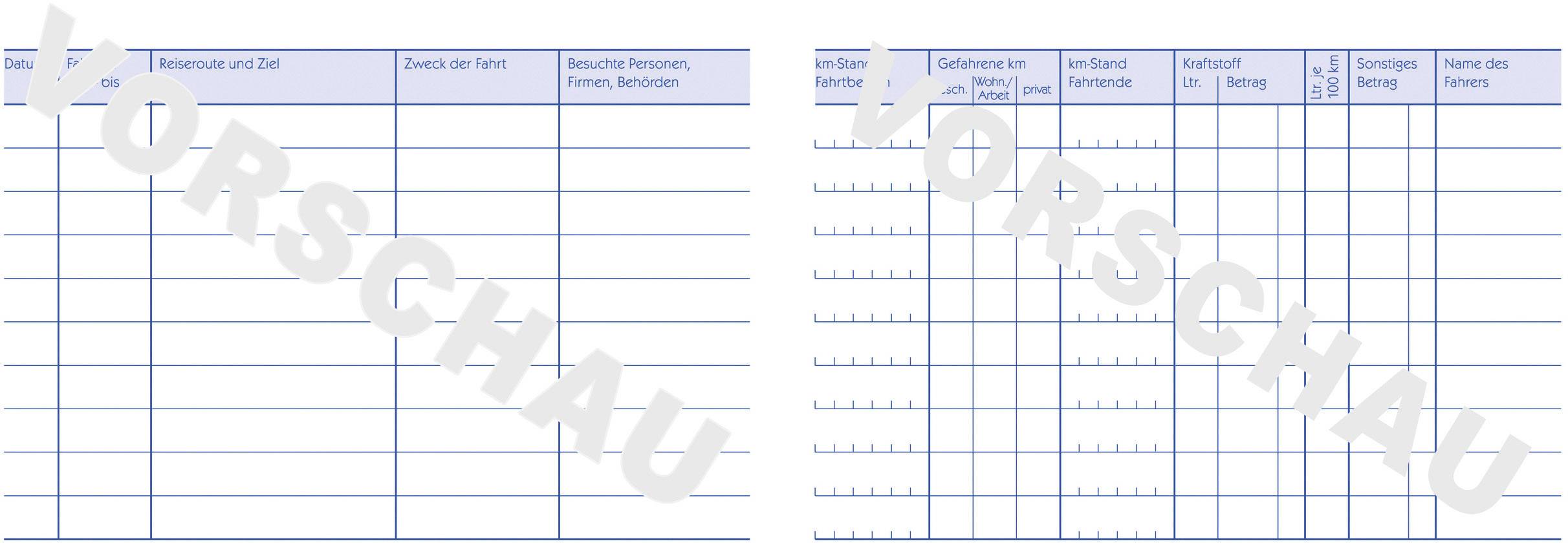 Avery Zweckform 222 Fahrtenbuch, für PKW, A6 quer, 40 Blatt, 5 St./Pack