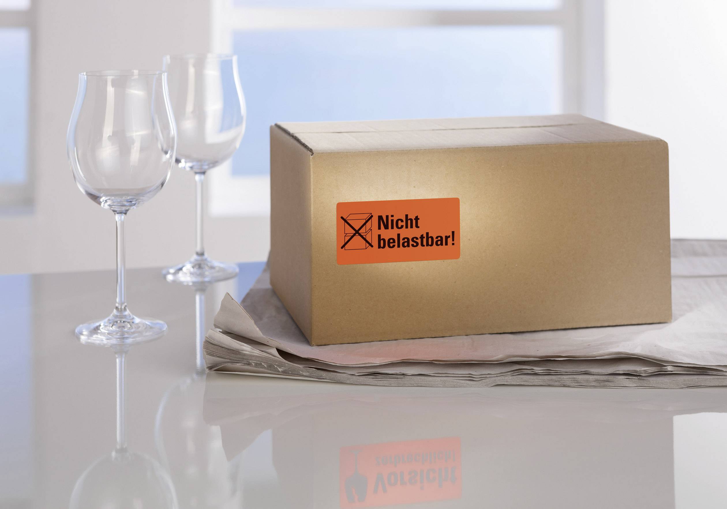 Warnetiketten Nicht belastbar! 100x50mm neon rot VE=200 Stück