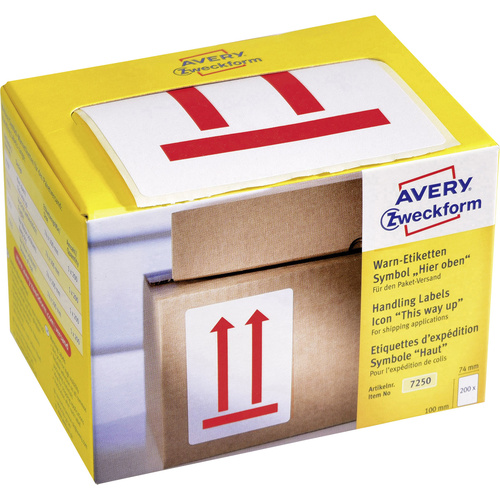 Avery-Zweckform 7250 Etiketten Rolle 74 x 100mm Papier Rot 200 St. Warnetiketten