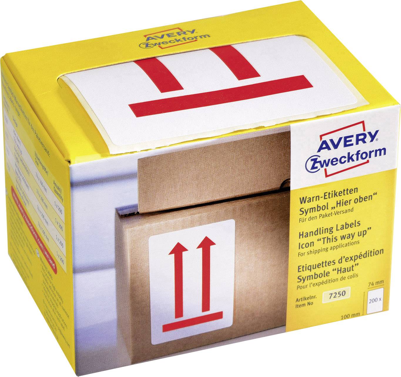 Avery-Zweckform 7250 Warnetiketten 74 x 100 mm Papier Rot 200 St.
