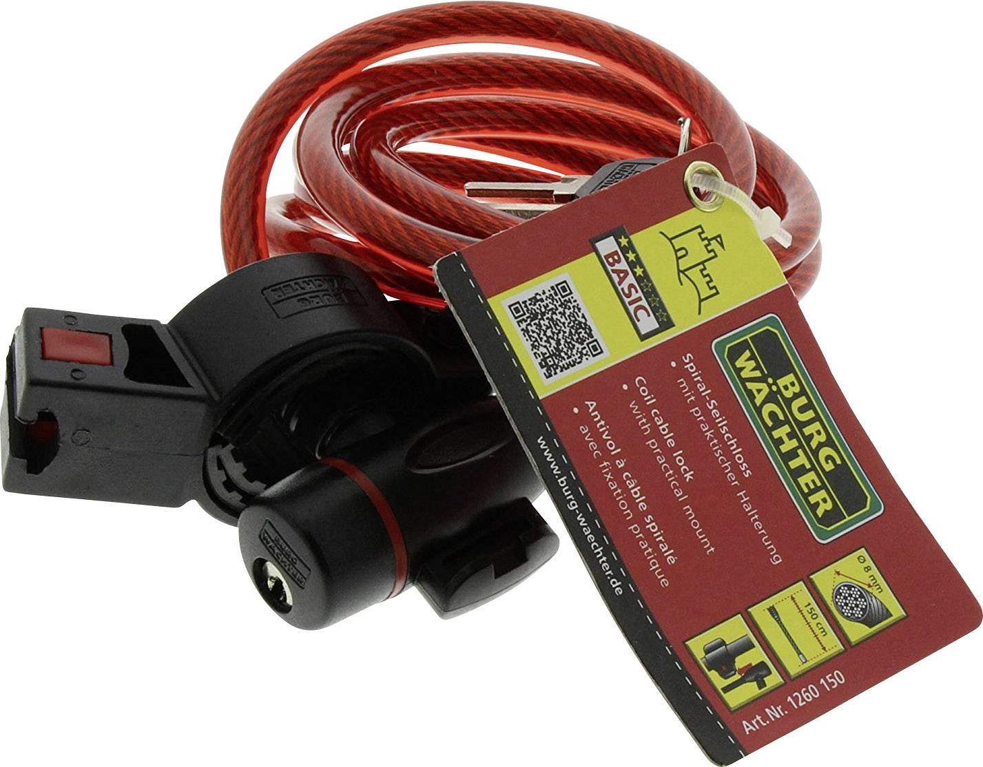 Burg Wächter 1260 150 Spiralkabelschloss Schlüsselschloss