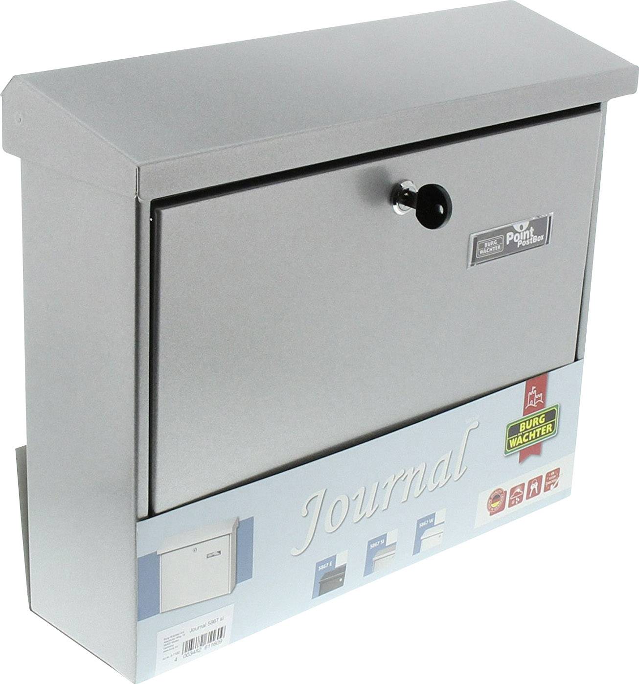 Burg Wächter 61160 JOURNAL 5867 SI Briefkasten Stahlblech Silber Schlüsselschloss