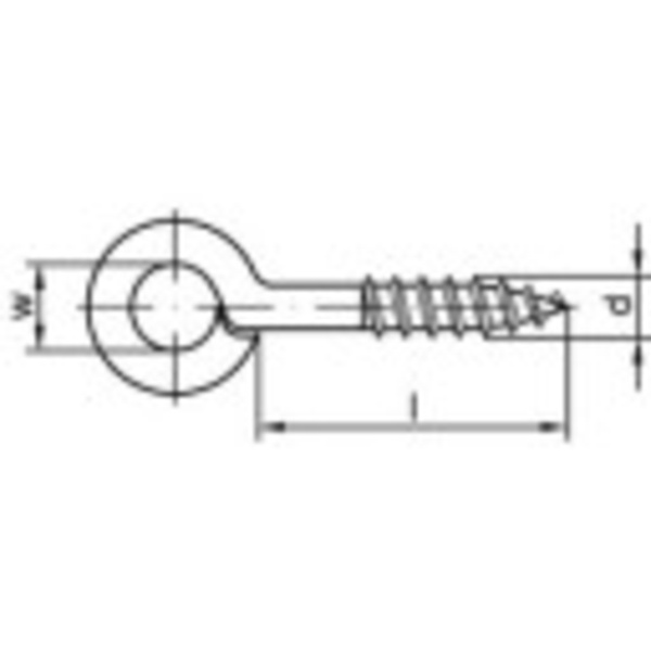 TOOLCRAFT Ringschraubösen Typ 1 (Ø x L) 6 mm x 16 mm Stahl galvanisch verzinkt 100 St.