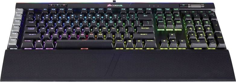 Corsair K95 RGB Plat sp USB Gaming-Tastatur Deutsch, QWERTZ Schwarz Beleuchtet, USB-Anschluss, Handballenauflage, Integrierter Profilspeicher