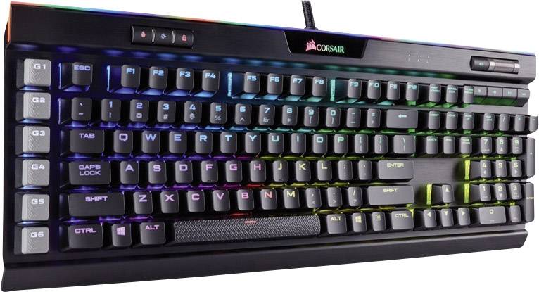 Corsair K95 RGB Plat sp USB Gaming-Tastatur Deutsch, QWERTZ Schwarz Beleuchtet, USB-Anschluss, Handballenauflage, Integrierter Profilspeicher