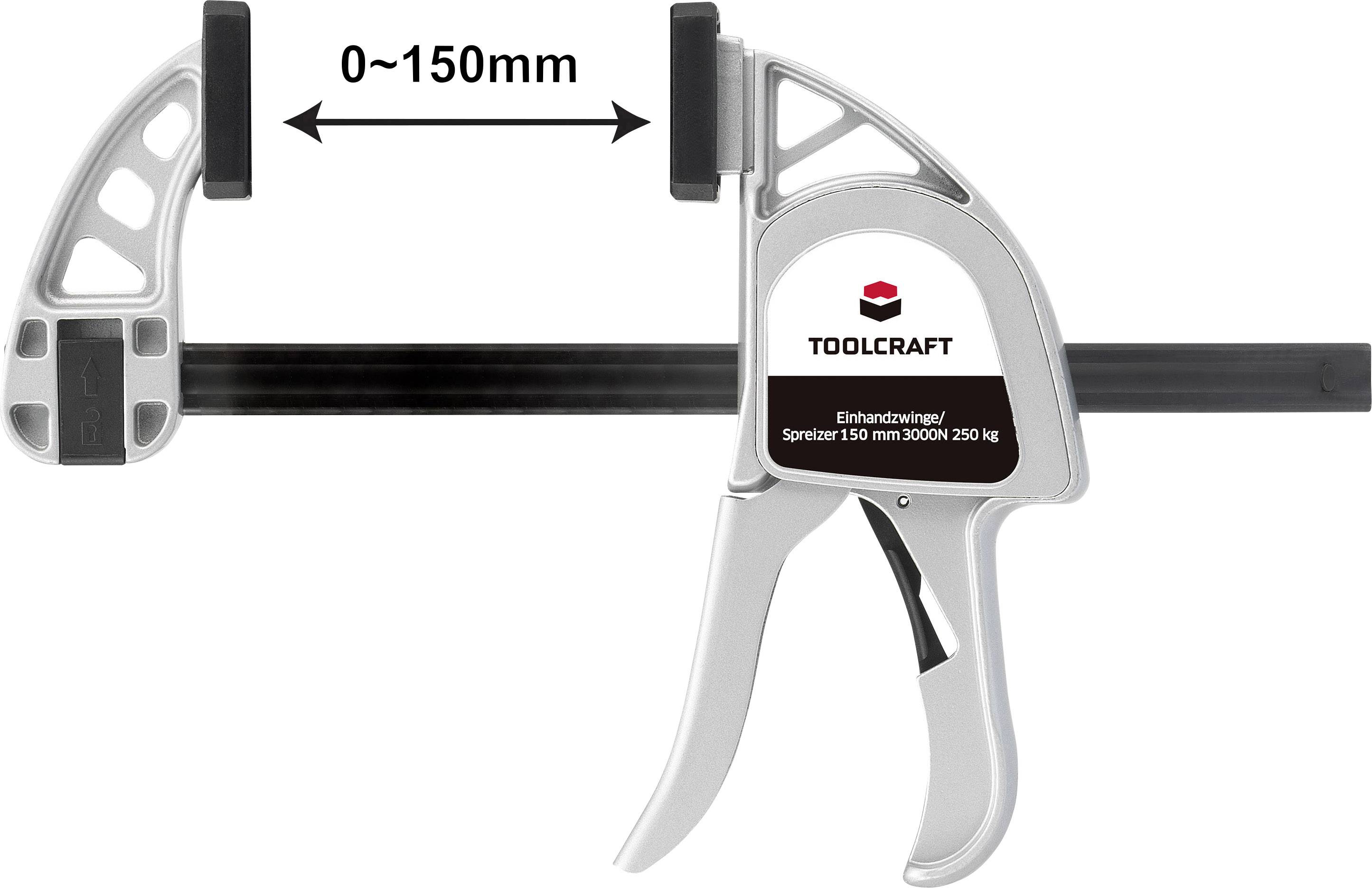 TOOLCRAFT Alu Einhandzwinge 150 x 85mm 3000N 1595415 Ausladungs-Maße:85mm