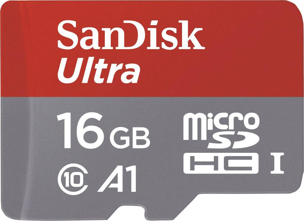 SanDisk Ultra® microSDHC-Karte 16 GB Class 10, UHS-I A1-Leistungsstandard, inkl. Android-Software, inkl. SD-Adapter